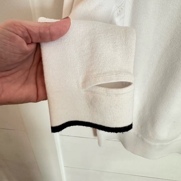 ATHLETA M White north point ribbed black trim cotton blend woman popover tunic - Picture 6 of 13